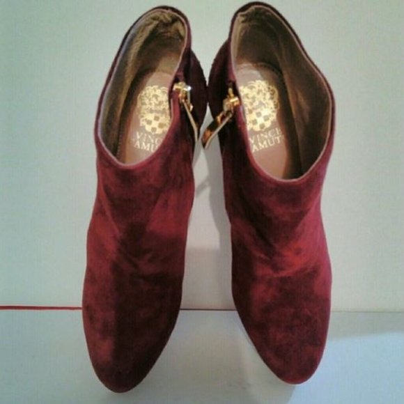 VINCE CAMUTO 37 / 7 NEW RUBY SUEDE LEATHER ANKLE BOOTS BOOTIES cranberry - Picture 8 of 10